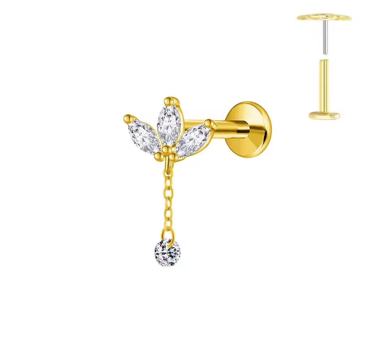 Piercing Flor gota de cristal