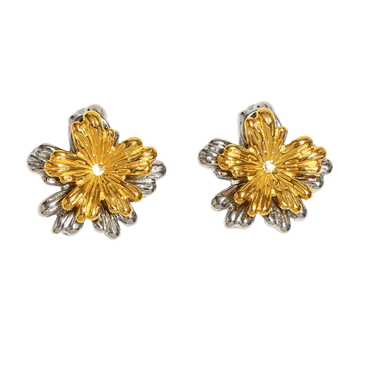 Doble Flor Plata Dorada