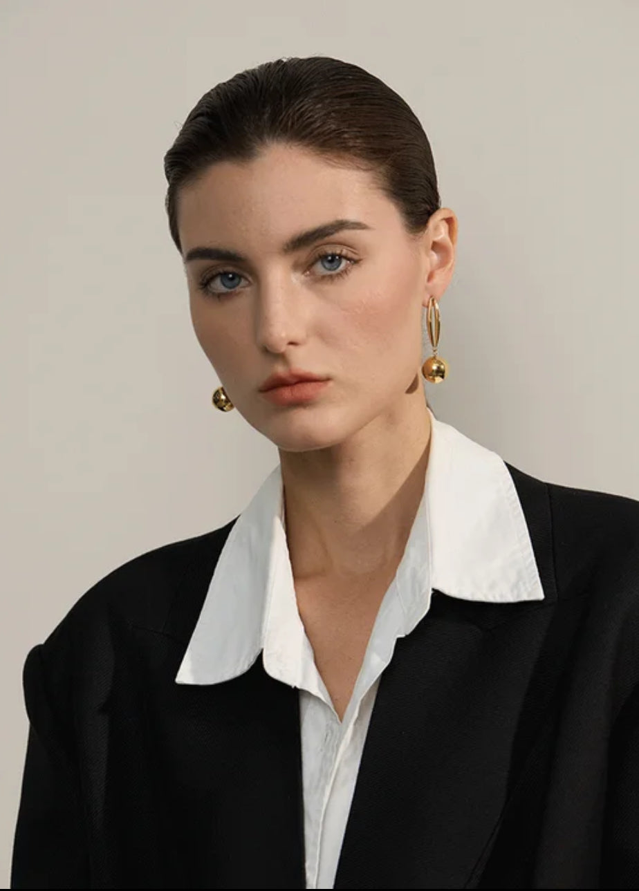 Aretes Hollow Bead Dangle