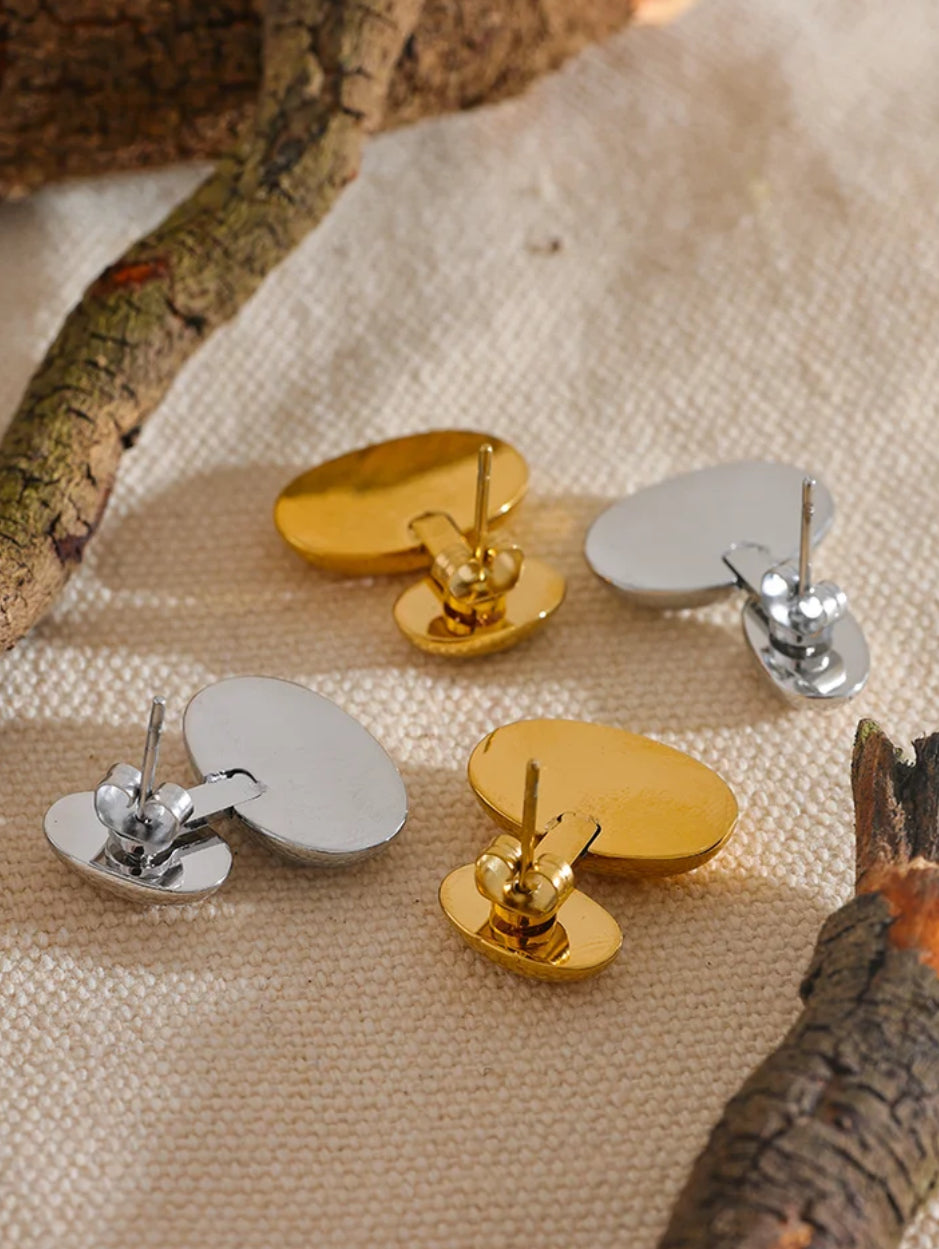 Half Oval Dangle Studs