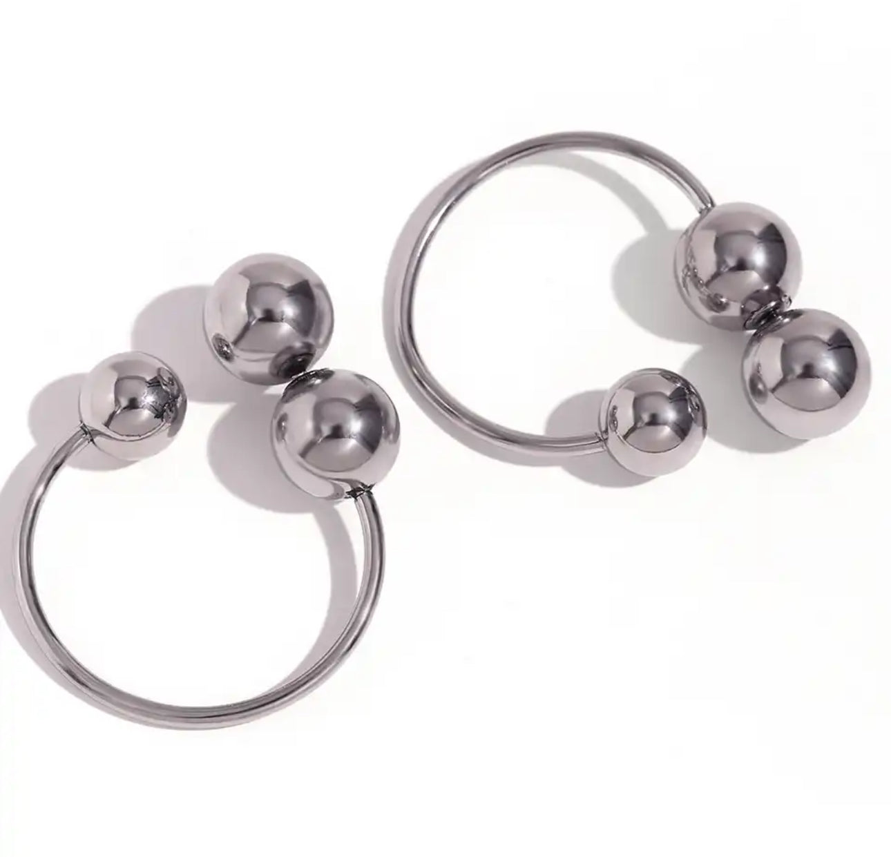 Three Beads Hoops x 2