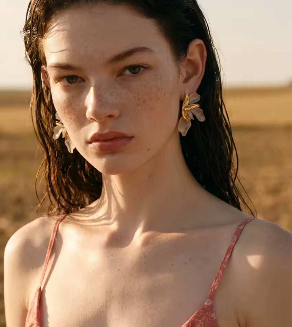 Pink Acrylic Petal Earrings
