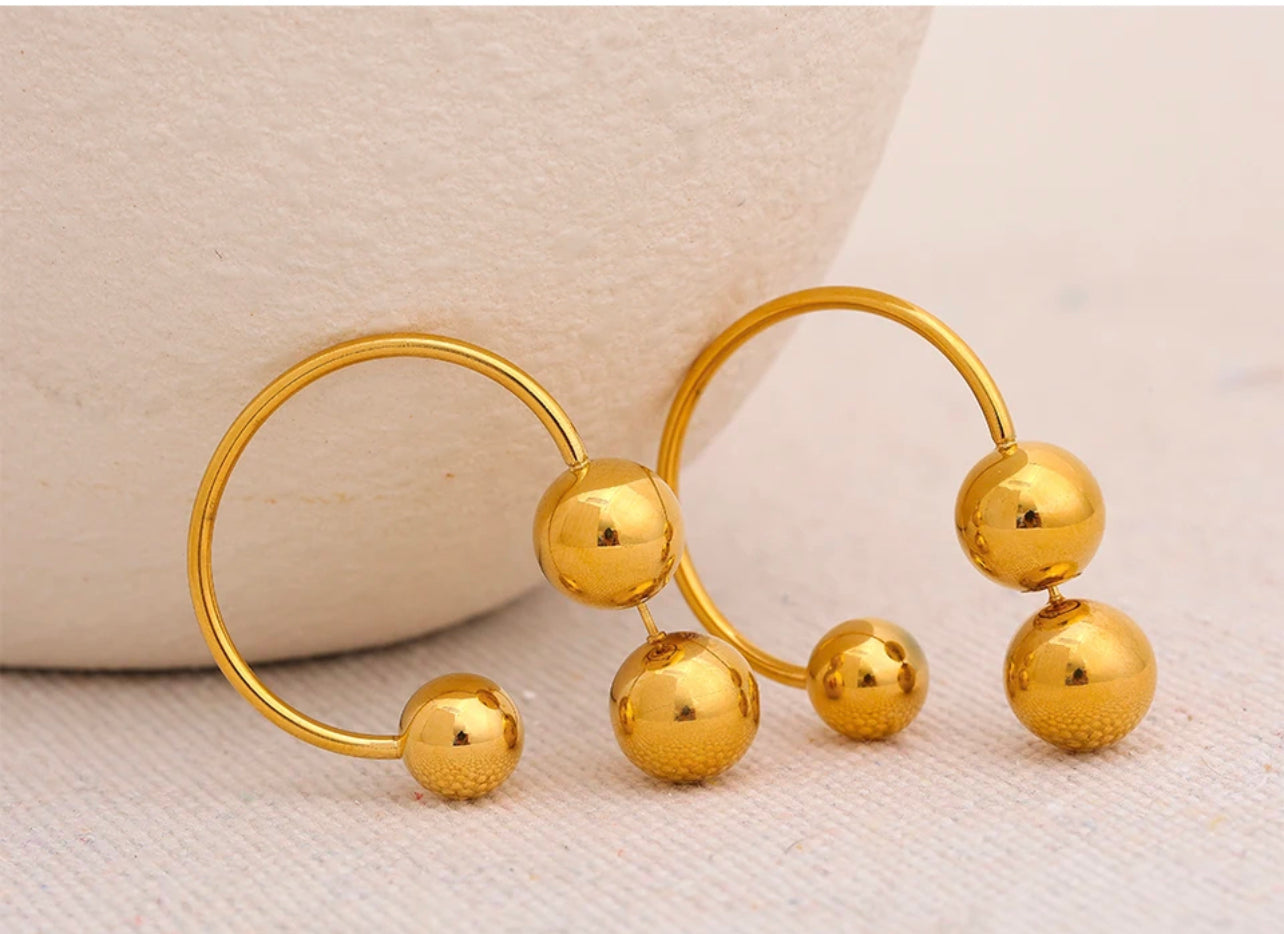 Three Beads Hoops x 2