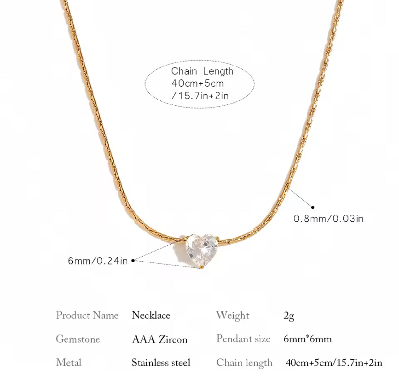 Colgante Circon de Corazon