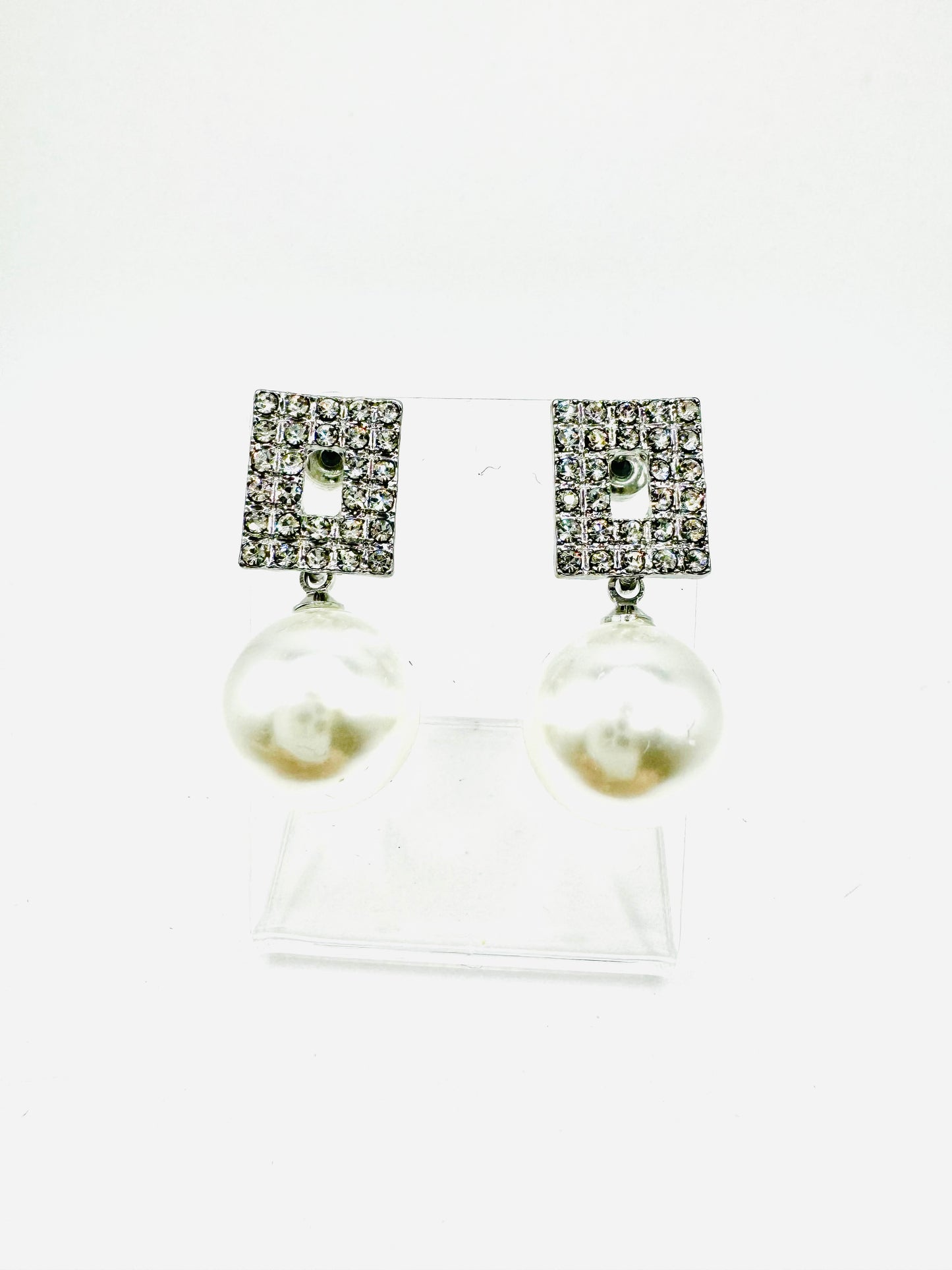 Cuadrados de Cristal con Perlas plateados