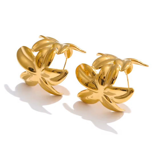 Big Gold Flower Huggie