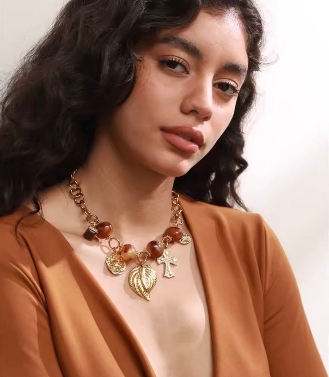 Collar Leaf Cross Charms