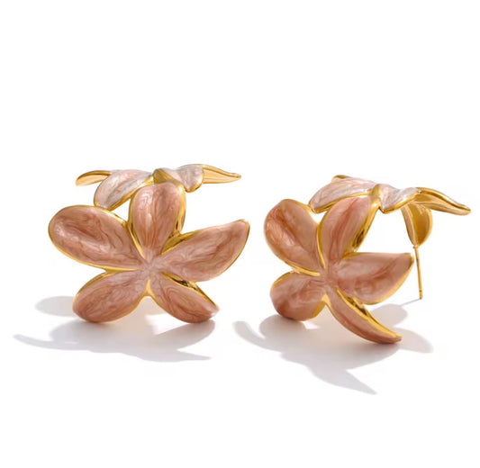 Big Pink Flower Huggie