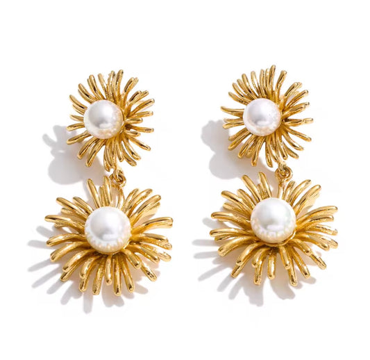 Flores Dobles con Perlas