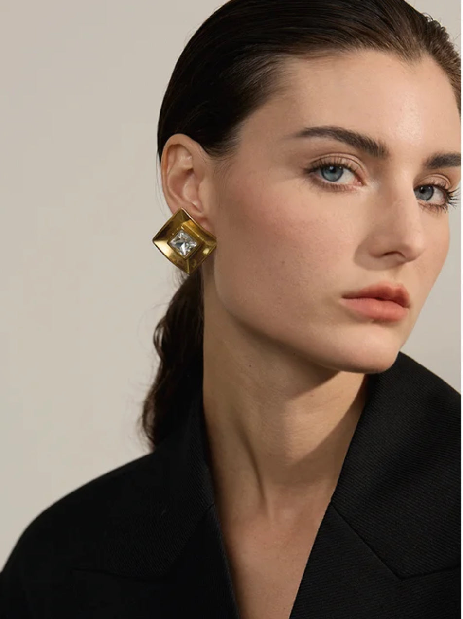 Crystal Square Studs