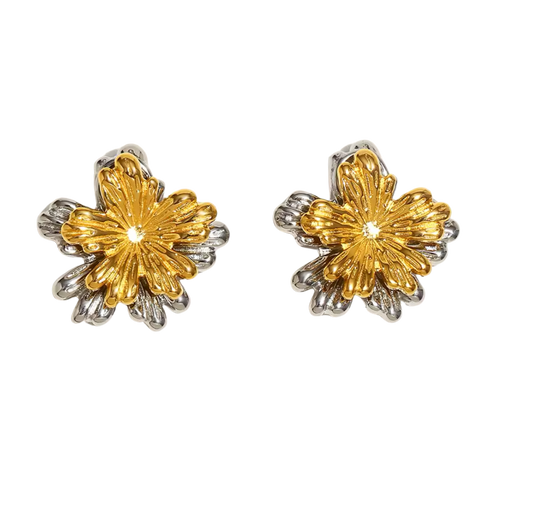 Doble Flor Plata Dorada