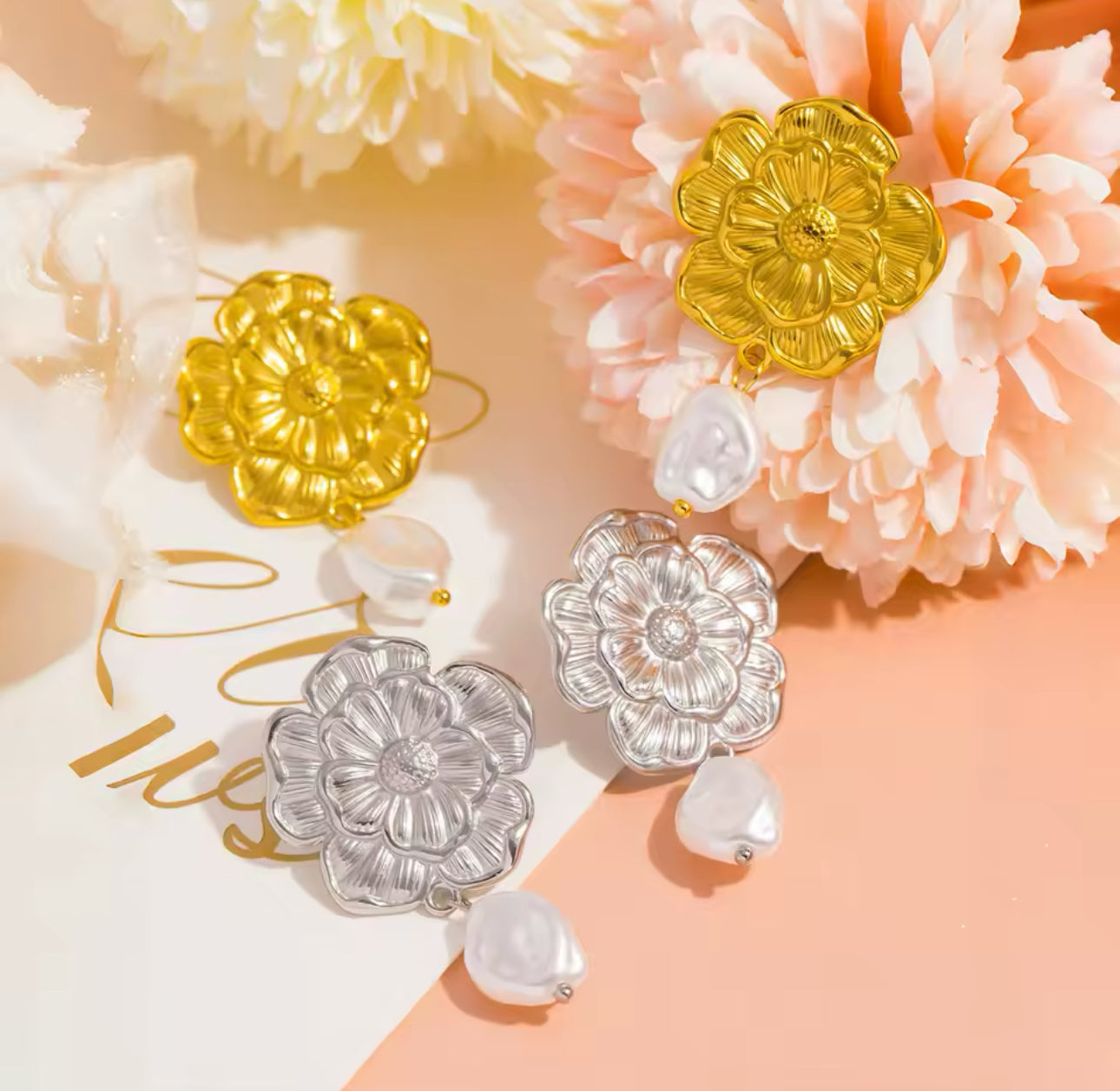 Flor Grandes Con Perlas