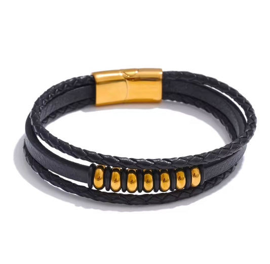 Leather Layered Bracelet GOLD