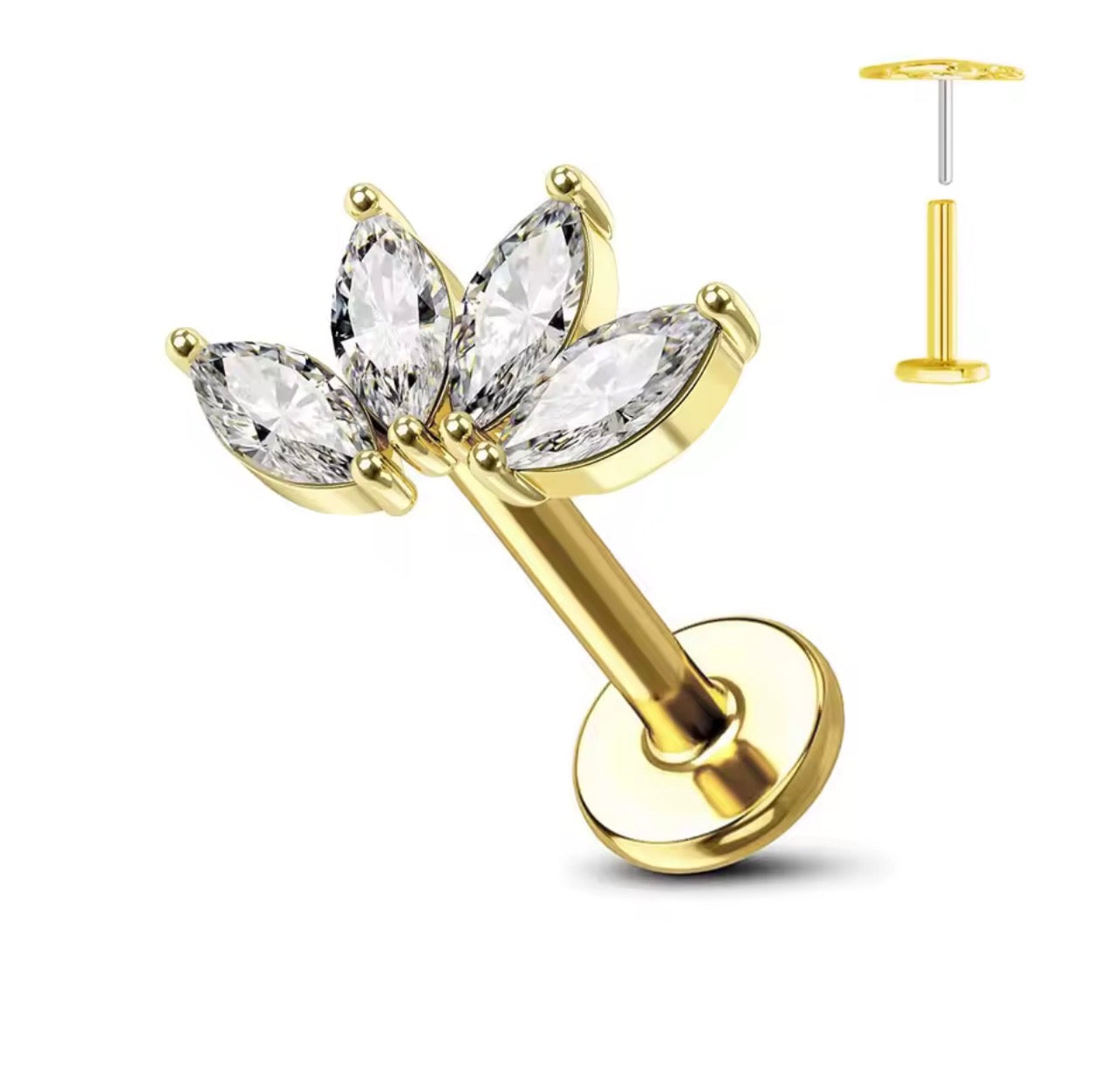 Piercing 4hojitas Cristal