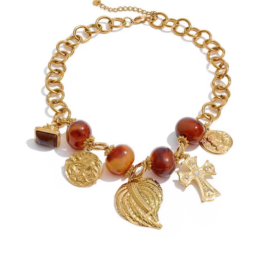 Collar Leaf Cross Charms