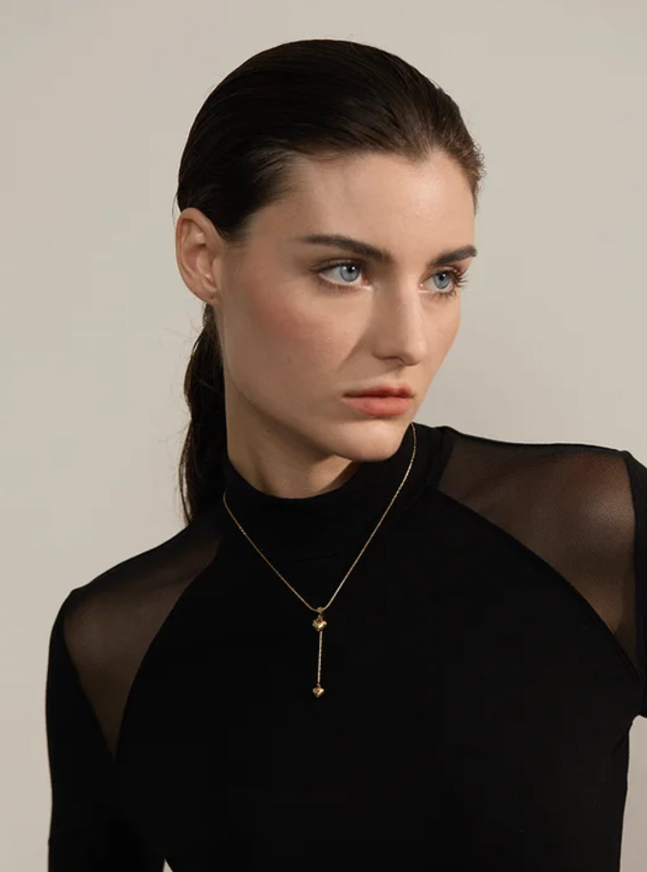 Cadena doble dije Corazon Guindando