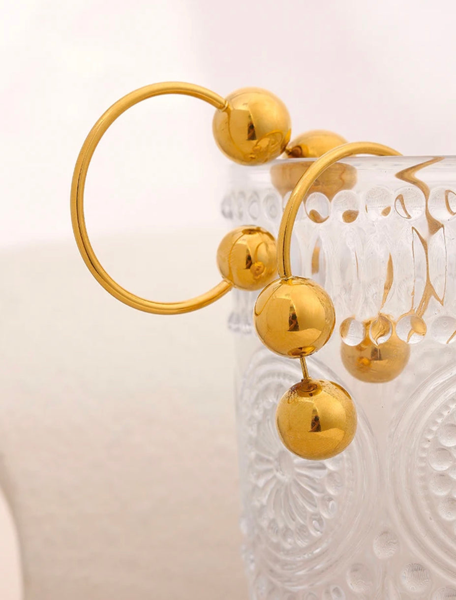 Three Beads Hoops x 2