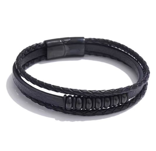 Leather Layered Bracelet BLACK