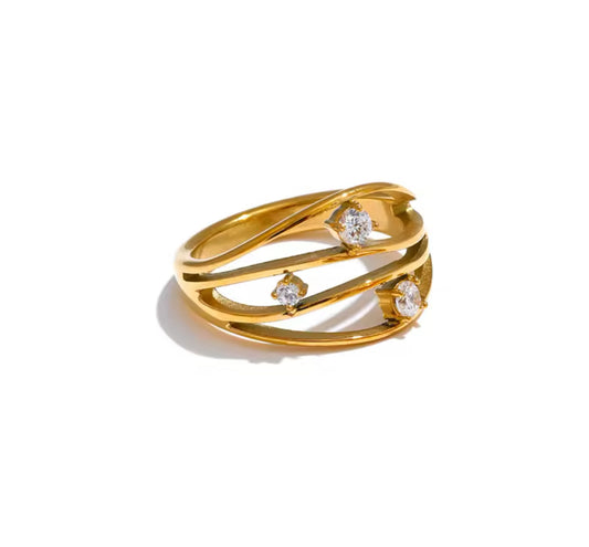 Anillo Triple Capa y Circonias