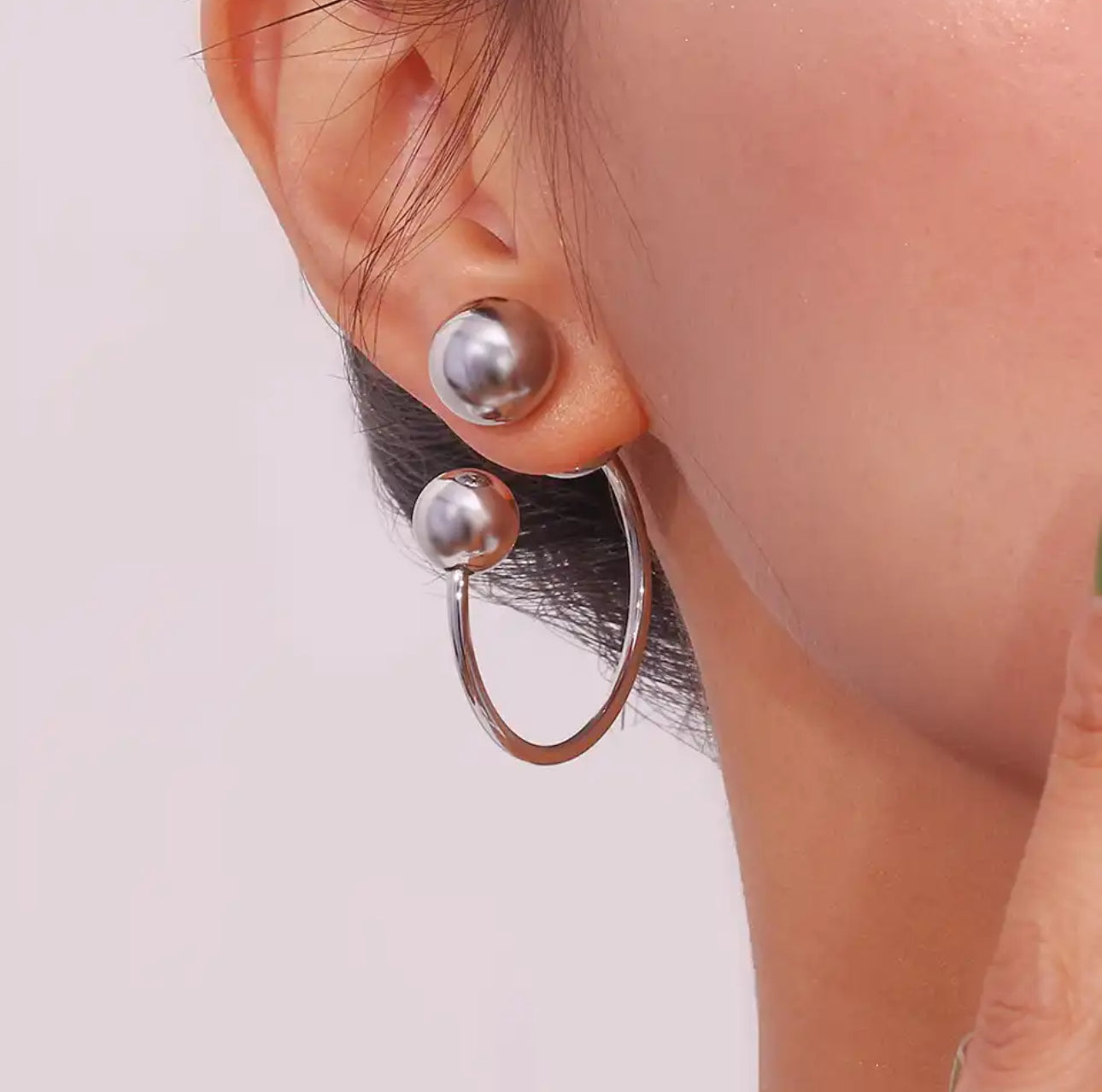 Three Beads Hoops x 2