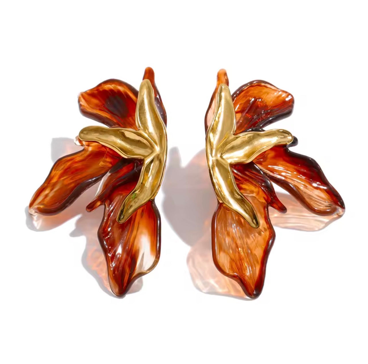 Amber Acrylic Petal Earrings