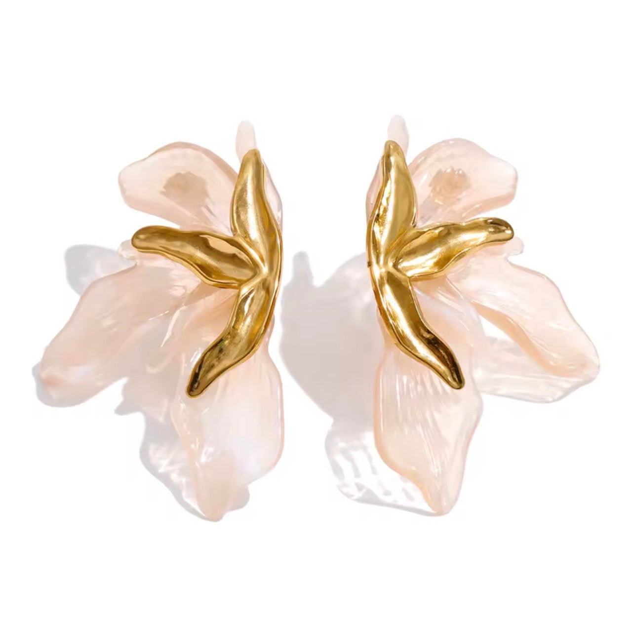 Pink Acrylic Petal Earrings