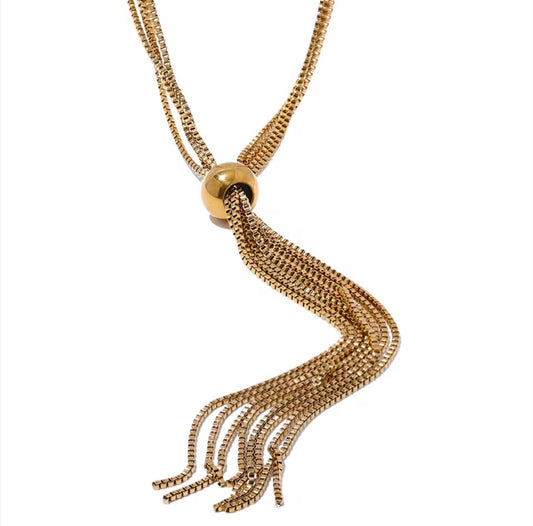 Multi-Strand Tassel Sweater Necklace
