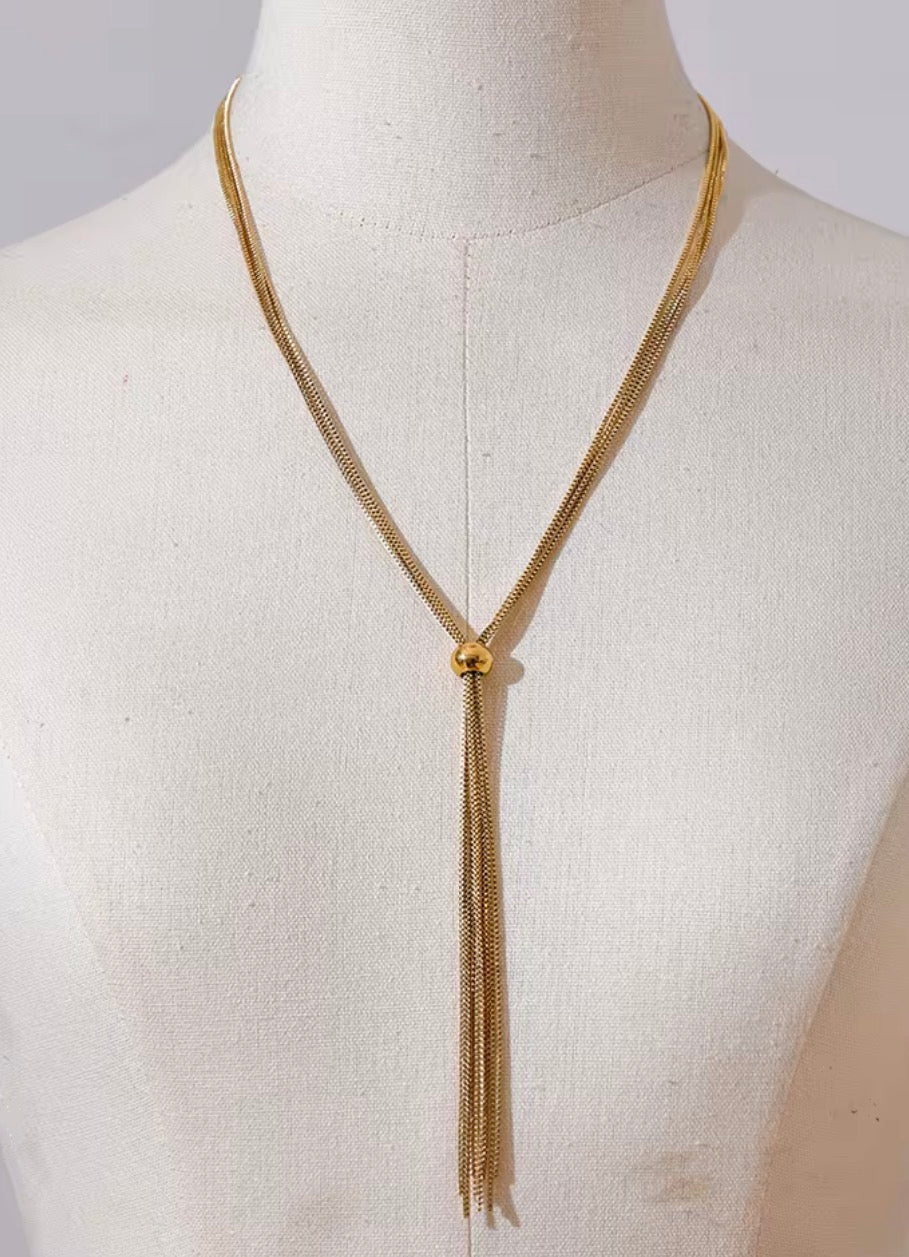 Multi-Strand Tassel Sweater Necklace