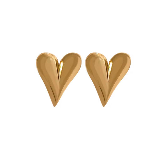 Gold Heart Studs